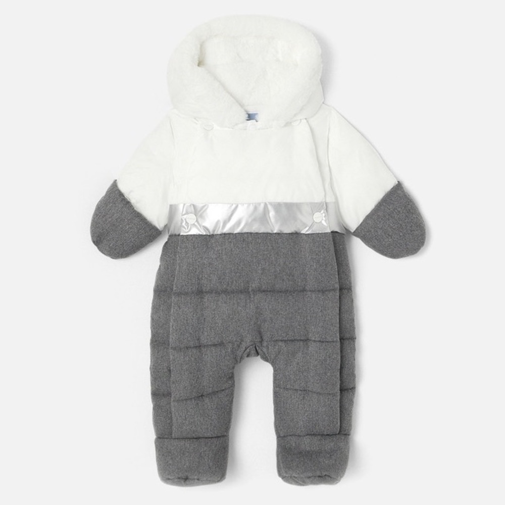 Jacadi Paris Baby Snowsuit Gray White Size 12 Months